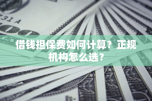 武汉借钱担保费如何计算？正规机构怎么选？